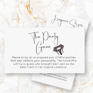 Panty Game Modern Bridal Shower Enclosure Card