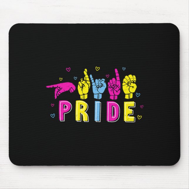 Panual Asl Pride Pan Rainbow Sign Language Deaf Aw Mouse Pad (Front)