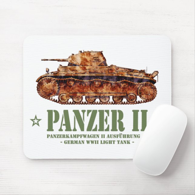 Panzer II A2 World War Two German Light Tank WWII Mouse Pad (With Mouse)