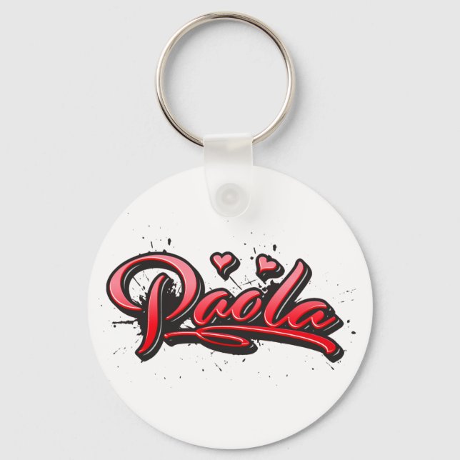 Paola red Heart Graffiti Schlüsselanhänger Key Ring (Front)