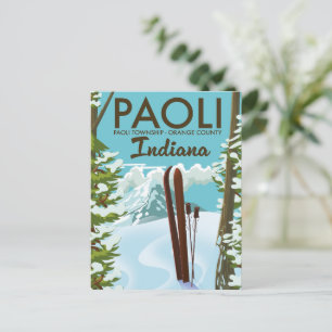 Paoli Orange County Indiana Ski poster Postcard