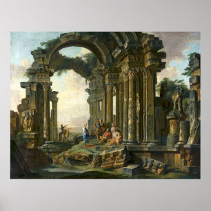 Paolo Panini Architectural capriccio with Roman Poster