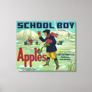 Paonia, Colorado - School Boy Apple Label Canvas Print