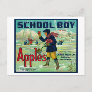 Paonia, Colorado - School Boy Apple Label Postcard