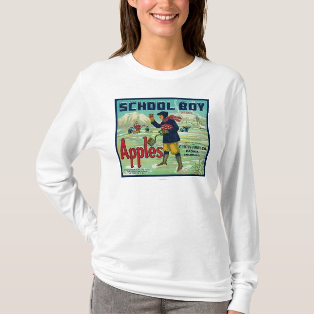 Paonia, Colorado - School Boy Apple Label T-Shirt (Front)