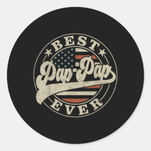 Pap-Pap Ever Aamerican Us Flag Funny Fathers Day Classic Round Sticker