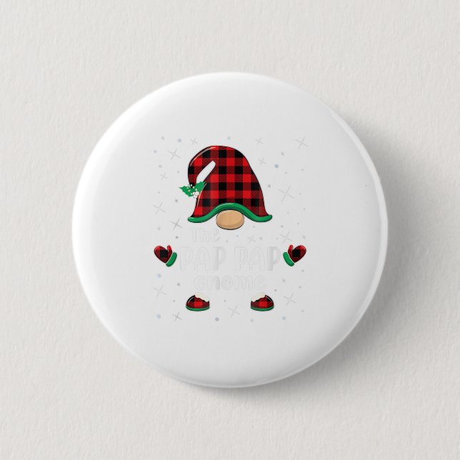 Pap Pap Gnome Buffalo Plaid Matching Ch 6 Cm Round Badge (Front)