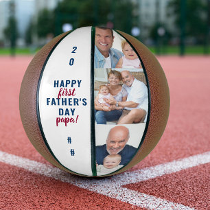 Papa 3 Photo First Fathers Day Editable Year Basketball