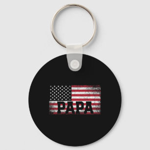 Papa American Flag Father's Day 4th Of July Gift G Key Ring
