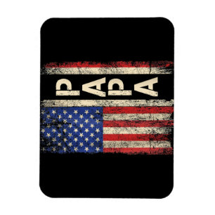 Papa American Flag Father's Day For Men Magnet