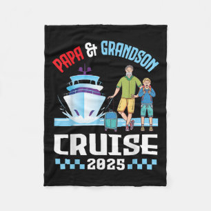 Papa & Grandson Cruise 2025 Family Vacation Cr Fleece Blanket