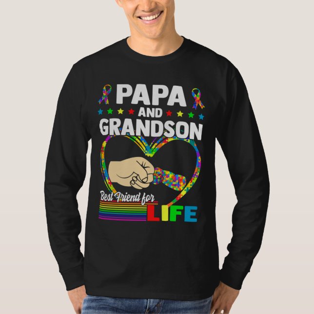 Papa And Grandson Best Friend For Life Autism Gran T-Shirt (Front)