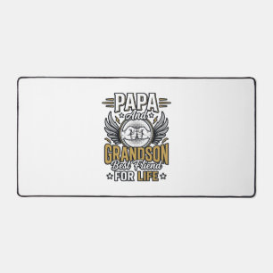 Papa And Grandson Best Friend For Life Shirt Desig Desk Mat