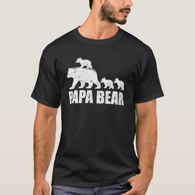 Papa Bear 3 Cubs Daddy Bear 3 Kids Papa 3 Kids T-Shirt (Front)