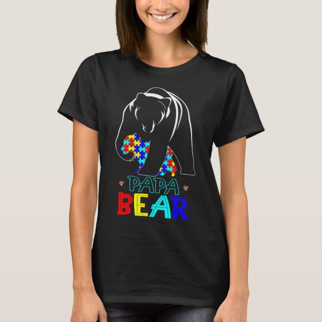 Papa Bear Autism Awareness For Autism Dad Love Sup T-Shirt (Front)