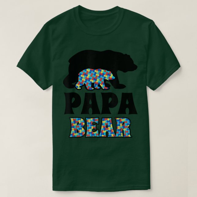 Papa Bear Autism Awareness  T-Shirt (Design Front)
