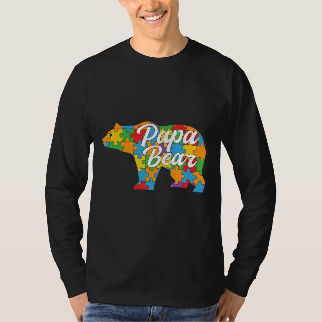 Papa Bear Autism Puzzle T-Shirt (Front)