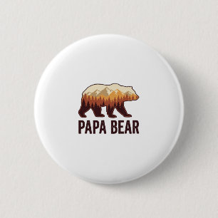 Papa Bear Bear Silhouette Vintage Forest T-Shirt_1 6 Cm Round Badge