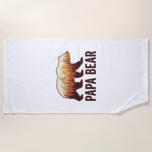 Papa Bear Bear Silhouette Vintage Forest T-Shirt_1 Beach Towel