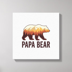 Papa Bear Bear Silhouette Vintage Forest T-Shirt_1 Canvas Print