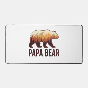 Papa Bear Bear Silhouette Vintage Forest T-Shirt_1 Desk Mat