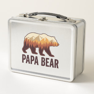 Papa Bear Bear Silhouette Vintage Forest T-Shirt_1 Metal Lunch Box