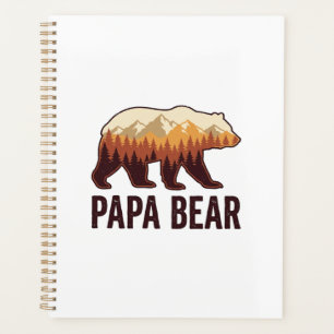 Papa Bear Bear Silhouette Vintage Forest T-Shirt_1 Planner