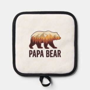 Papa Bear Bear Silhouette Vintage Forest T-Shirt_1 Pot Holder