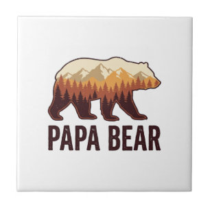 Papa Bear Bear Silhouette Vintage Forest T-Shirt_1 Tile