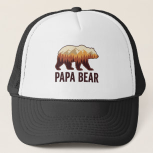 Papa Bear Bear Silhouette Vintage Forest T-Shirt_1 Trucker Hat