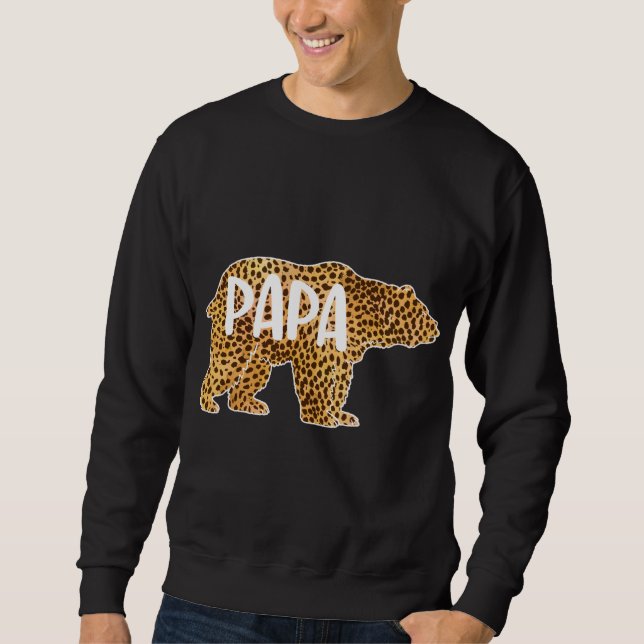 Papa Bear Cheetah Leopard Print Gift Dad Father Gi Sweatshirt (Front)