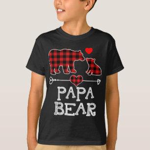 Papa Bear Christmas Pajama Red Plaid Buffalo Famil T-Shirt