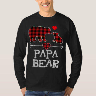 Papa Bear Christmas Pajama Red Plaid Buffalo Famil T-Shirt
