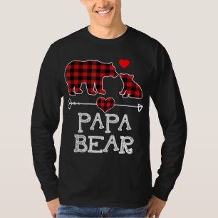 Papa Bear Christmas Pajama Red Plaid Buffalo Famil T-Shirt