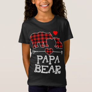 Papa Bear Christmas Pajama Red Plaid Buffalo Famil T-Shirt