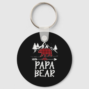 Papa Bear Christmas Pajama Red Plaid Buffalo Match Key Ring