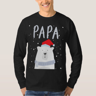 Papa Bear Christmas Santa Hat Family Matching T-Shirt