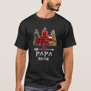 Papa Bear Christmas Tree Leopard Red Buffalo Famil T-Shirt