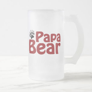 Papa Bear Claw Frosted Glass Beer Mug
