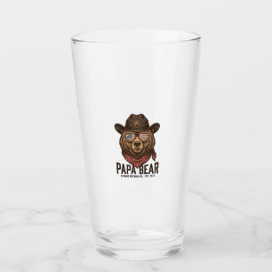 Papa Bear Cowboy Bear Patriotic Vintage Vector Des Glass