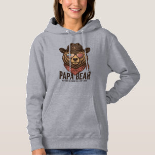 Papa Bear Cowboy Bear Patriotic Vintage Vector Des Hoodie