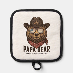 Papa Bear Cowboy Bear Patriotic Vintage Vector Des Pot Holder