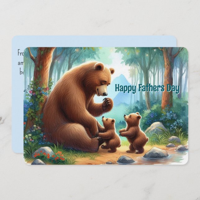 Papa Bear & Cubs Happy Father’s Day Card (Front/Back)