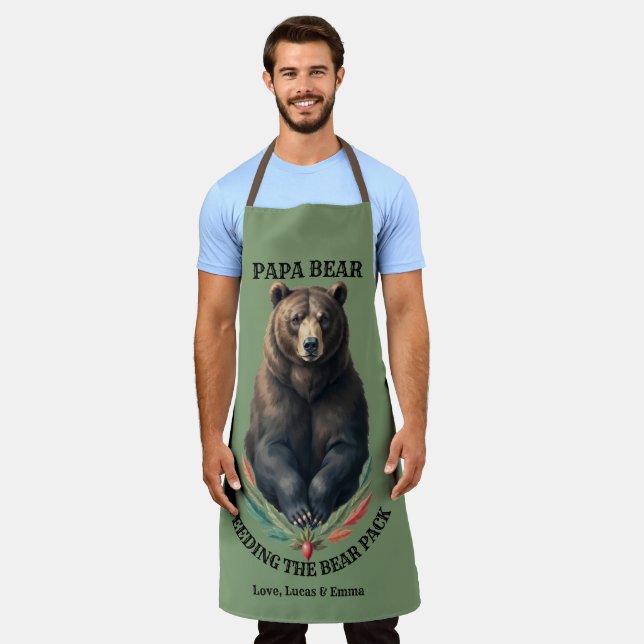 Papa Bear Custom Grilling BBQ Cooking Apron (Worn)