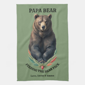 Papa Bear Custom Rustic Kitchen Towel