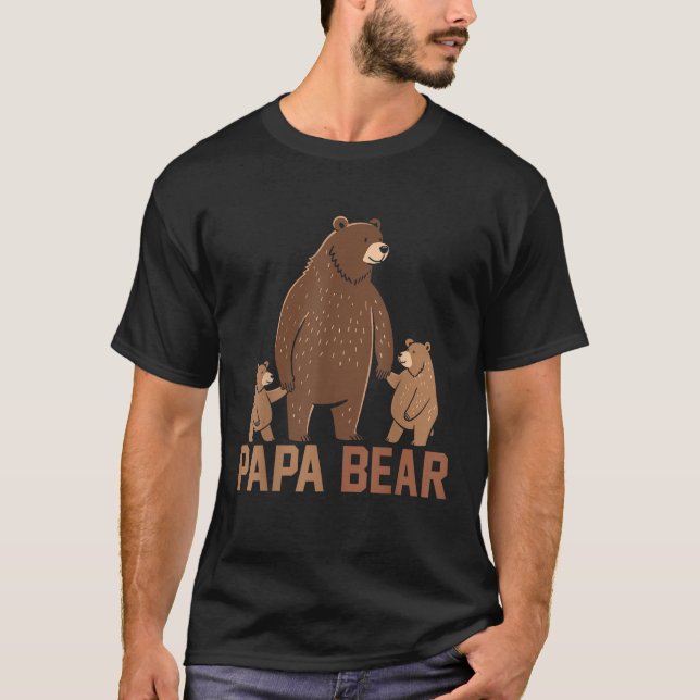 Papa Bear Dad Two Cubs Daddy Bear 2 Kids Father s  T-Shirt (Front)