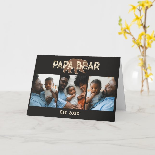 Papa Bear Father Year Established 3 Photo Card (Yellow Flower)