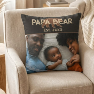 Papa Bear Father Year Established Photo Black Cushion