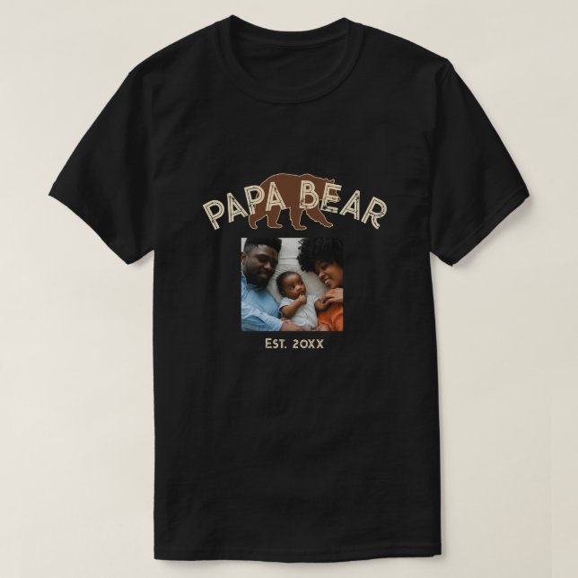 Papa Bear Father Year Established Photo Black T-Shirt (Design Front)
