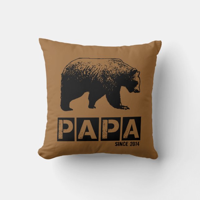 Papa Bear for Dad 2014, Grunge Black Cushion (Front)